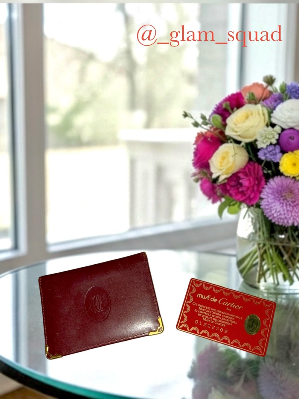 Vintage Must de Cartier Burgundy Leather Bifold Wallet w/ Authenticity Card